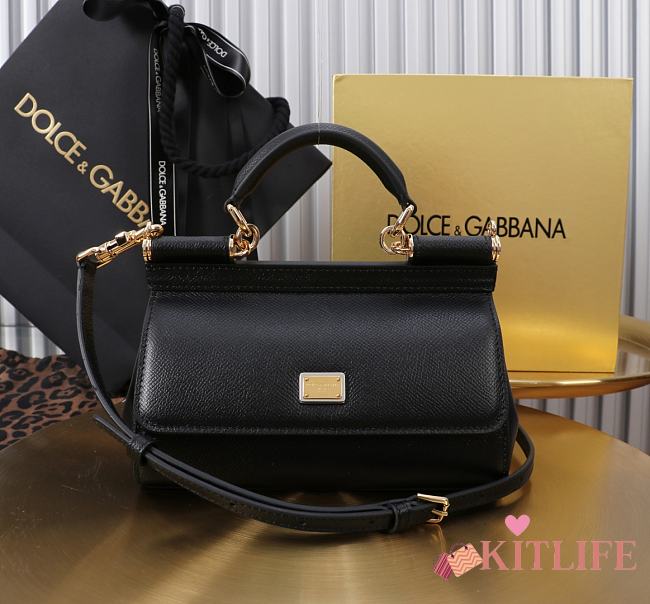 Kitlife Dolce & Gabbana Black Leather Sicily Bag 18x11x6cm - 1