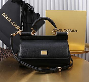 Kitlife Dolce & Gabbana Black Leather Sicily Bag 18x11x6cm