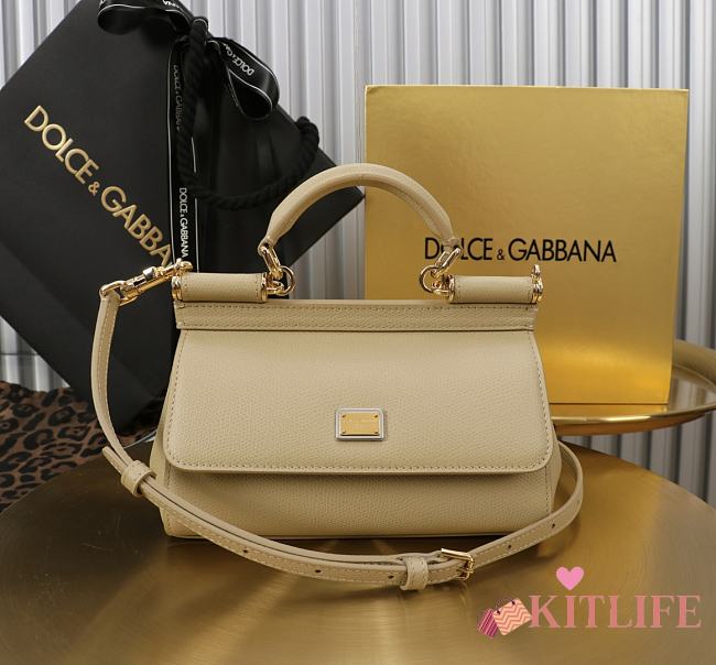 Kitlife Dolce & Gabbana Beige Leather Sicily Bag 18x11x6cm - 1
