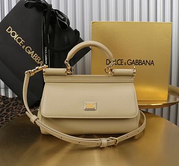 Kitlife Dolce & Gabbana Beige Leather Sicily Bag 18x11x6cm