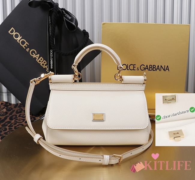 Kitlife Dolce & Gabbana White Leather Sicily Bag 18x11x6cm - 1