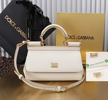 Kitlife Dolce & Gabbana White Leather Sicily Bag 18x11x6cm