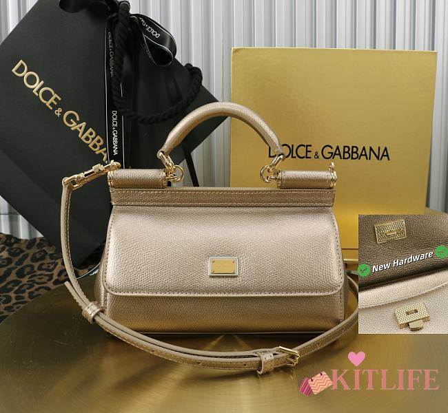 Kitlife Dolce & Gabbana Gold Leather Sicily Bag 18x11x6cm - 1