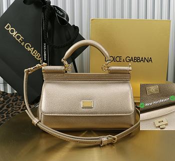Kitlife Dolce & Gabbana Gold Leather Sicily Bag 18x11x6cm