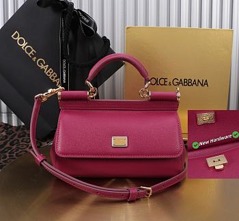Kitlife Dolce & Gabbana Red Leather Sicily Bag 18x11x6cm
