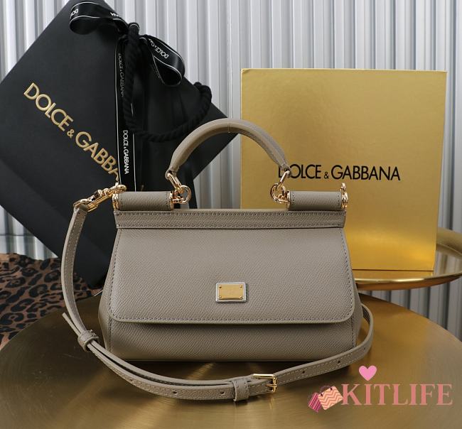 Kitlife Dolce & Gabbana Grey Leather Sicily Bag 18x11x6cm - 1