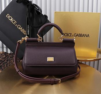Kitlife Dolce & Gabbana Purple Leather Sicily Bag 18x11x6cm