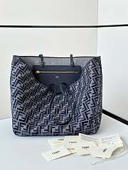 Kitlife Fendi Roll FF Pattern Double-sided Tote Bag Dark Blue 35x19.5x32cm - 6
