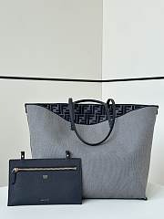 Kitlife Fendi Roll FF Pattern Double-sided Tote Bag Dark Blue 35x19.5x32cm - 5