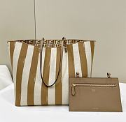Kitlife Fendi Roll FF Pattern Double-sided Tote Bag Beige & Brown 33x22x30cm - 1