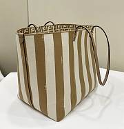 Kitlife Fendi Roll FF Pattern Double-sided Tote Bag Beige & Brown 33x22x30cm - 4