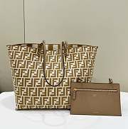 Kitlife Fendi Roll FF Pattern Double-sided Tote Bag Beige & Brown 33x22x30cm - 3