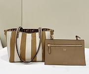 Kitlife Fendi Roll FF Pattern Double-sided Tote Bag Beige & Brown 22x14x18cm - 1