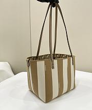 Kitlife Fendi Roll FF Pattern Double-sided Tote Bag Beige & Brown 22x14x18cm - 6