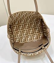 Kitlife Fendi Roll FF Pattern Double-sided Tote Bag Beige & Brown 22x14x18cm - 5