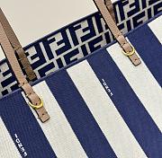 Kitlife Fendi Roll FF Pattern Double-sided Tote Bag Beige & Blue 33x22x30cm - 4