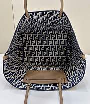 Kitlife Fendi Roll FF Pattern Double-sided Tote Bag Beige & Blue 33x22x30cm - 3
