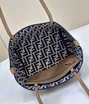 Kitlife Fendi Roll FF Pattern Double-sided Tote Bag Beige & Blue 22x14x18cm - 5