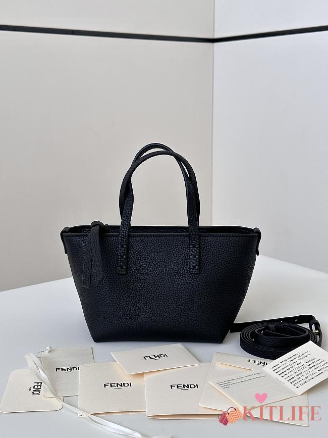 Kitlife Fendi Roll Mini Leather Tote in Black 8655C 15.5x11x13cm - 1