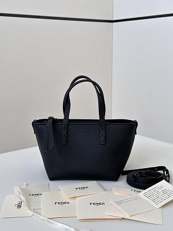 Kitlife Fendi Roll Mini Leather Tote in Black 8655C 15.5x11x13cm