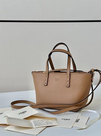 Kitlife Fendi Roll Mini Leather Tote in Brown 8655C 15.5x11x13cm