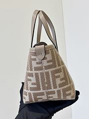 Kitlife Fendi Roll Mini FF Jacquard & Leather Tote Beige 8655C 15.5x11x13cm - 6