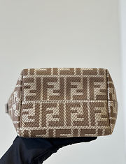 Kitlife Fendi Roll Mini FF Jacquard & Leather Tote Beige 8655C 15.5x11x13cm - 4
