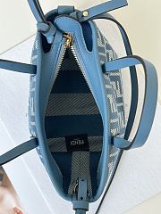 Kitlife Fendi Roll Mini FF Jacquard & Leather Tote Blue 8655C 15.5x11x13cm - 5