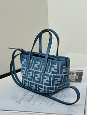 Kitlife Fendi Roll Mini FF Jacquard & Leather Tote Blue 8655C 15.5x11x13cm - 3