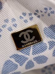 Kitlife Chanel Flap Bag Printed Denim & Gold-Tone Metal  White & Blue 15x24x6.5cm - 3