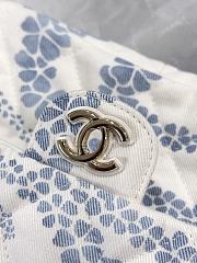 Kitlife Chanel Flap Bag Printed Denim & Gold-Tone Metal  White & Blue 15x24x6.5cm - 4