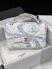 Kitlife Chanel Flap Bag Printed Denim & Gold-Tone Metal  White & Blue 15x24x6.5cm - 5
