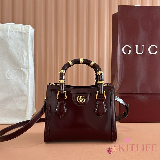 Kitlife Gucci Diana Small Tote Bag Burgundy 832936 20x16x10cm - 1