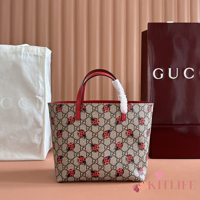 Kitlife Gucci GG Supreme Canvas Tote Bag With Beetle Print 410812 21x20x10cm - 1