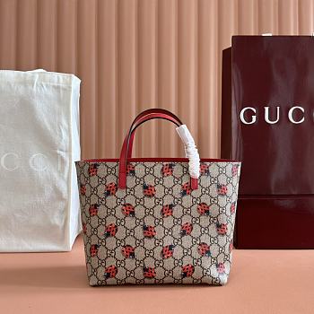 Kitlife Gucci GG Supreme Canvas Tote Bag With Beetle Print 410812 21x20x10cm