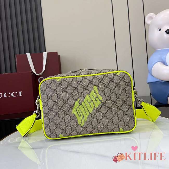 Kitlife Gucci Crossbody Bag With Green Print 27x18x7.5cm - 1