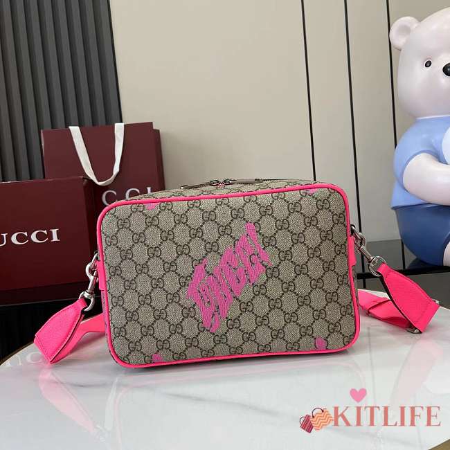 Kitlife Gucci Crossbody Bag With Pink Print 27x18x7.5cm - 1
