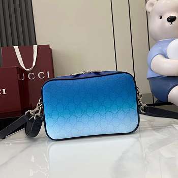 Kitlife Gucci Chroma Crossbody Bag Gradient Blue GG Monogram 25x16x4.5cm