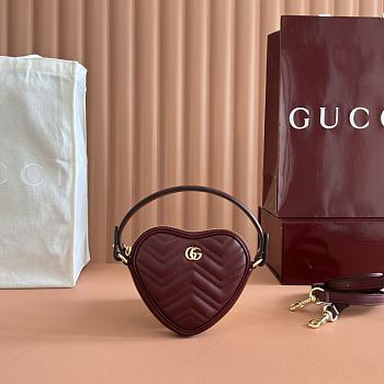 Kitlife Gucci GG Marmont Hear Bag Red 837753 13.5x11.5x2.5cm