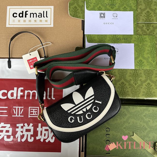Kitlife Gucci x Adidas Flap Shoulder Bag Black 727791 20.5x12x5.5cm - 1
