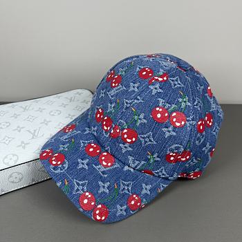 Kitlife Louis Vuitton Baseball Cap Blue Denim With Cherry 