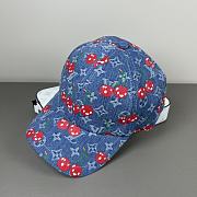 Kitlife Louis Vuitton Baseball Cap Blue Denim With Cherry  - 4