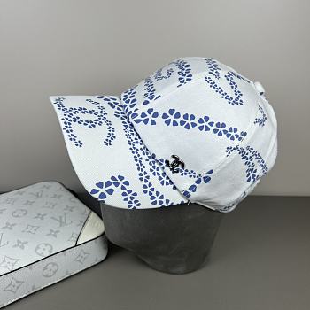 Kitlife Chanel Printed Denim Baseball Cap in White