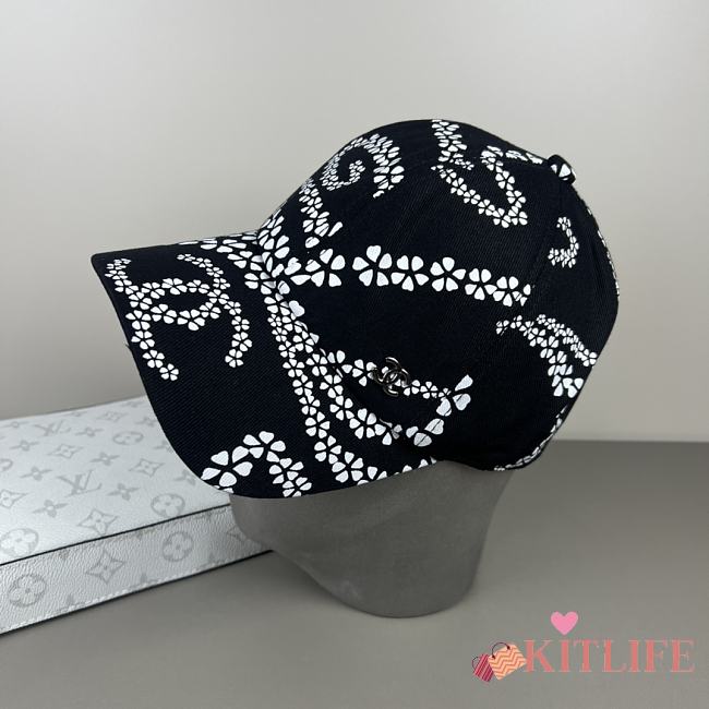 Kitlife Chanel Printed Denim Baseball Cap in Black - 1