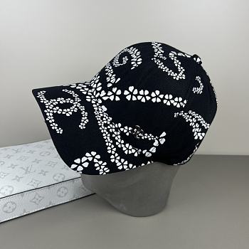 Kitlife Chanel Printed Denim Baseball Cap in Black