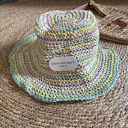 Kitlife Louis Vuitton 2025 Rainbow Straw Bucket Hat in Green / Beige / Brown - 6