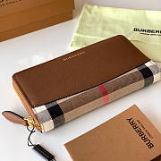 Kitlife Burberry Brown Leather and House Check Elmore Zip Around Wallet 19x10x3cm - 6