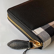 Kitlife Burberry Black Leather and House Check Elmore Zip Around Wallet 19x10x3cm - 3
