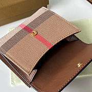 Kitlife Burberry Luna Brown Grained Leather House Check Canvas Coin Pouch Snap Wallet 11x9x2.5cm - 4