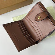 Kitlife Burberry Luna Brown Grained Leather House Check Canvas Coin Pouch Snap Wallet 11x9x2.5cm - 5